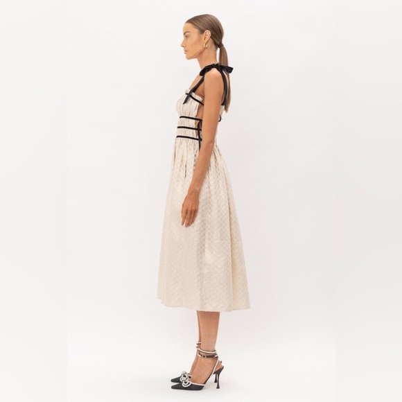 NWT Sofie the Label Claire Dress‎ Gold Jacquard Velvet Straps Size Small - Picture 7 of 15